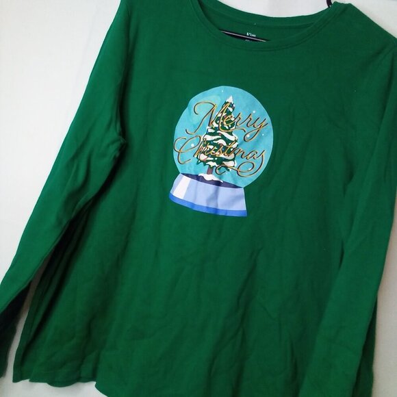 Kim Rogers Shirt Women XL Long Sleeve Merry Christmas Tree Green - Picture 9 of 14